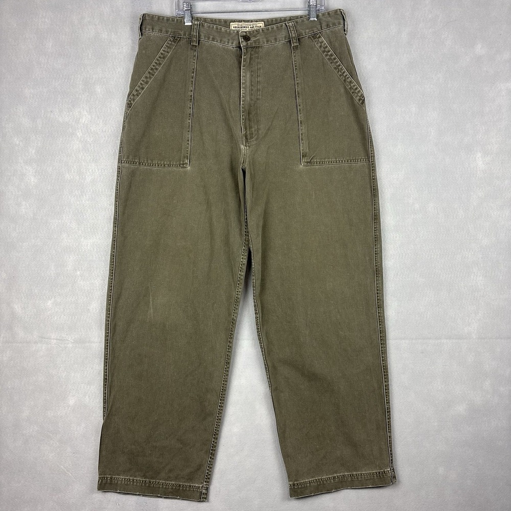 Vintage Abercrombie & Fitch Military Fatigue Pants Men’s 38x30 Green Baggy Loose